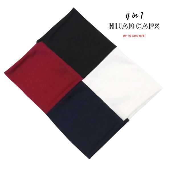4-in-1 Hijab Caps β Stretchy, Comfortable & Versatile